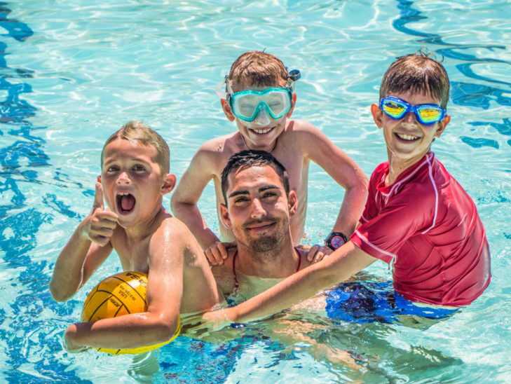 Campers learning how to swim