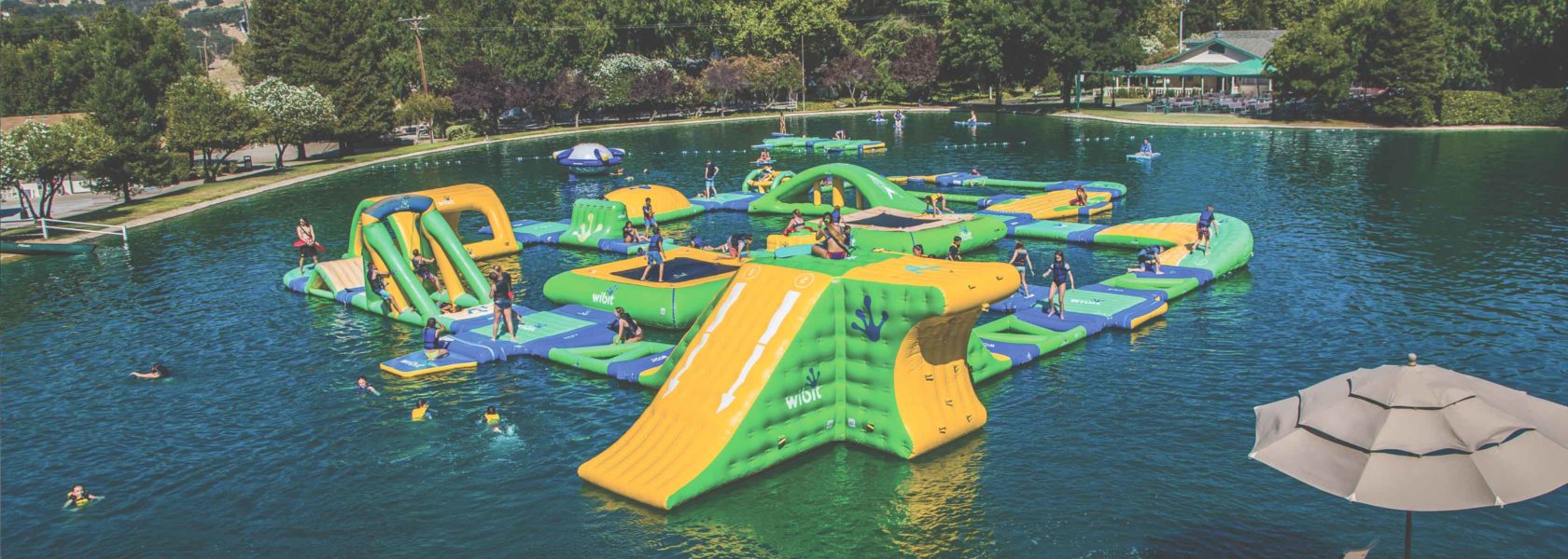 An inflatable obstacle course.