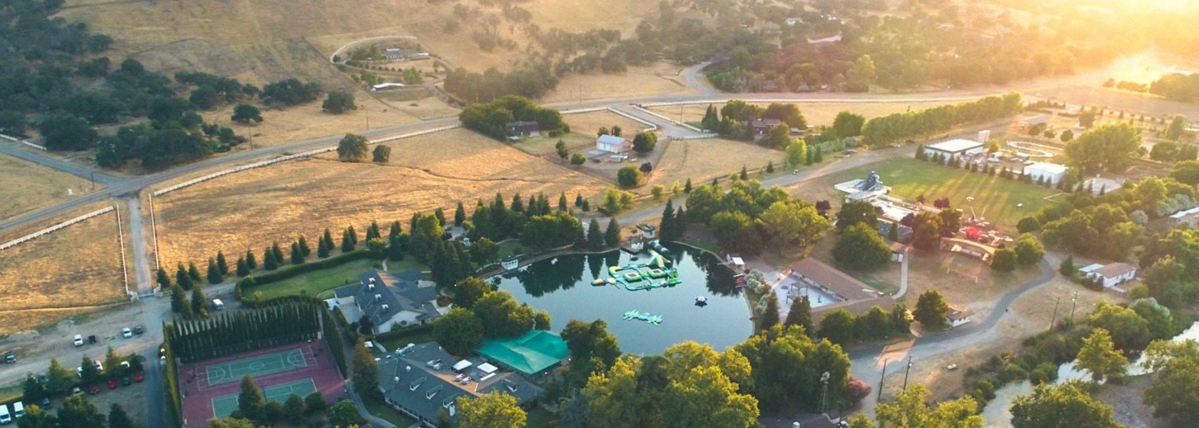 An aerial view of the River Way Ranch Camp facilities.