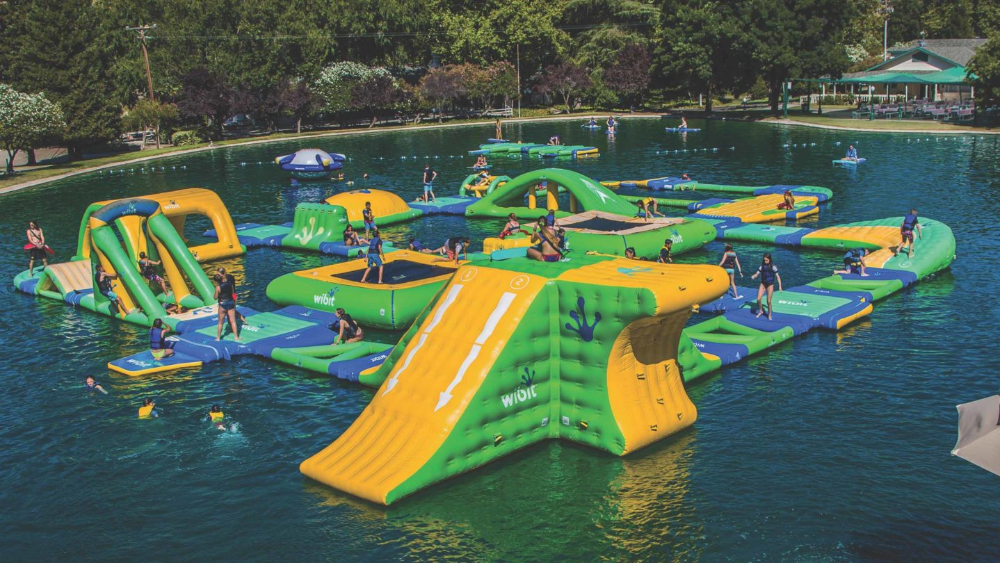 An inflatable obstacle course.