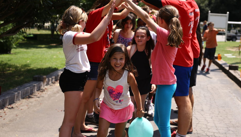 Campers walking in a parade