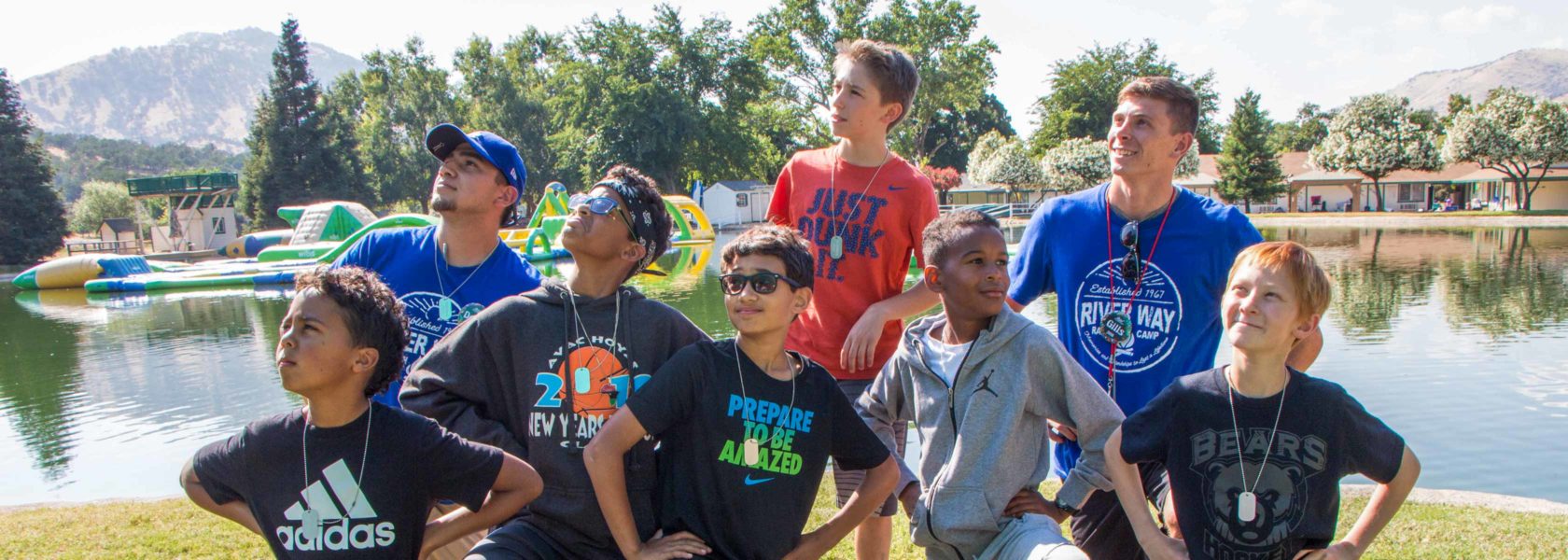 Campers posing for a group photo