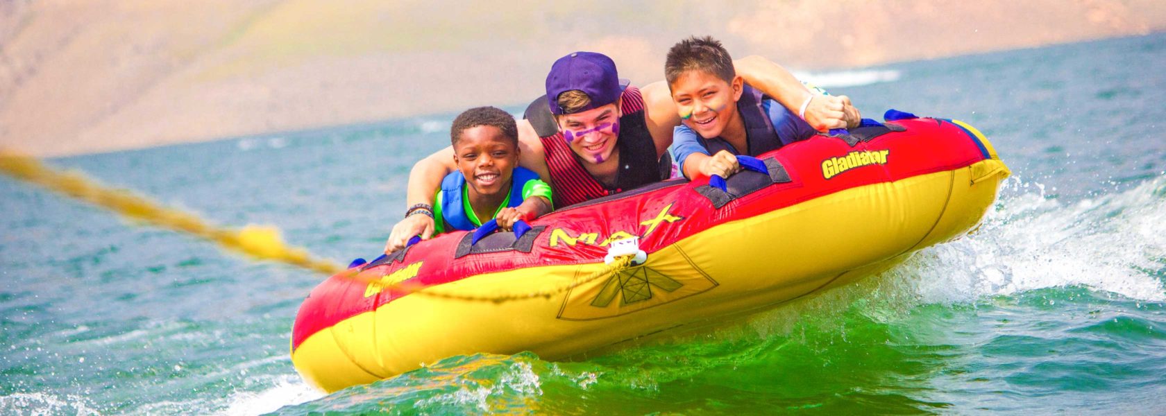 Campers on a tube having a great time